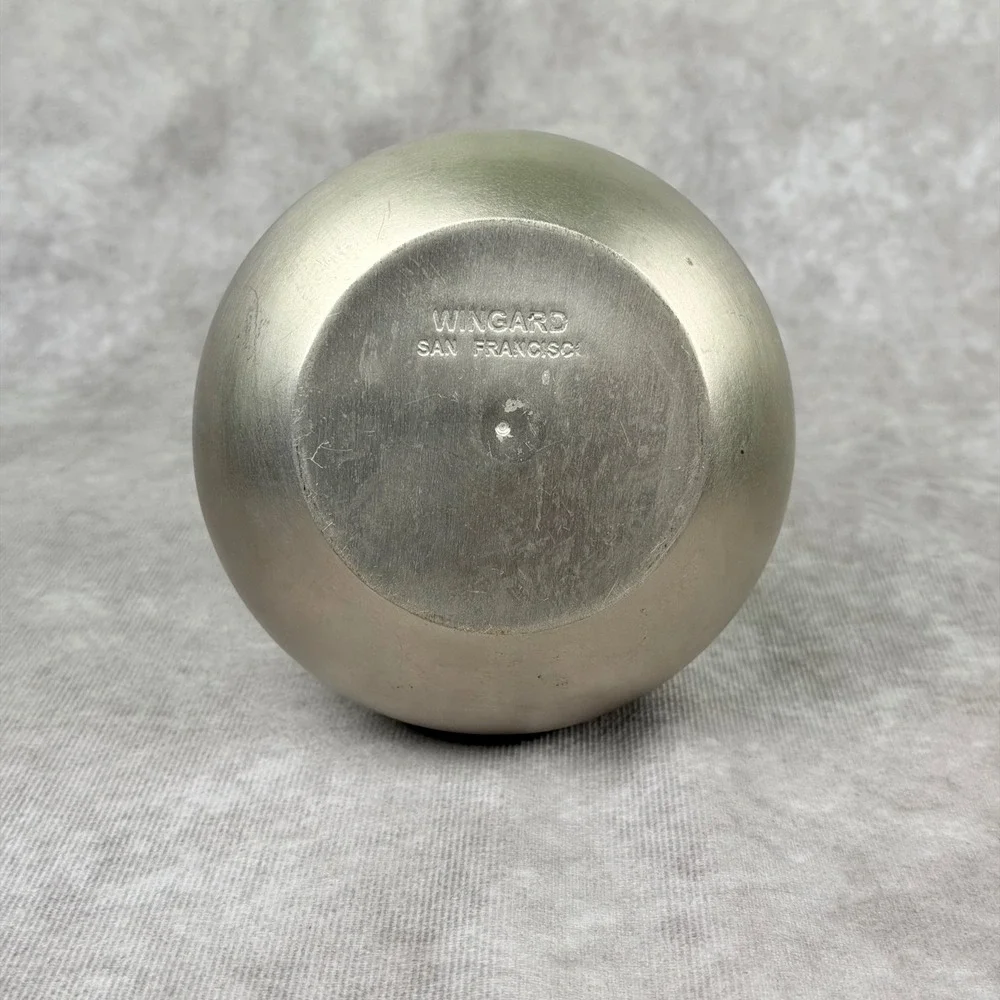 Vintage Wingard San Francisco Abstract Brushed Metal Bud Vase MCM Silver Tone 6